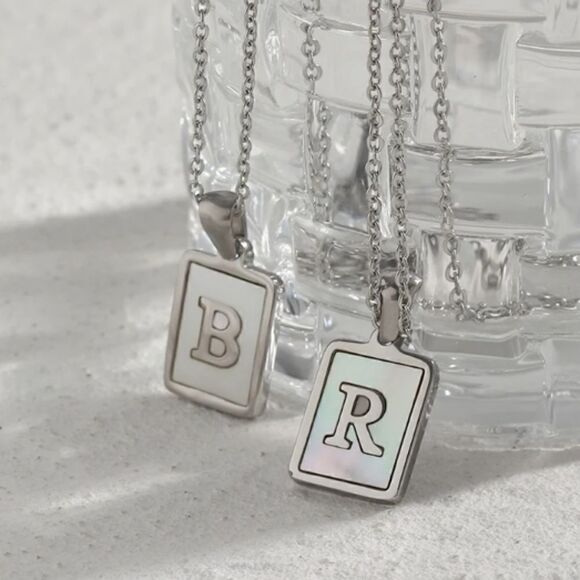 Silver Letter “E” Initial Pendant Stainless Steel - Picture 3 of 5